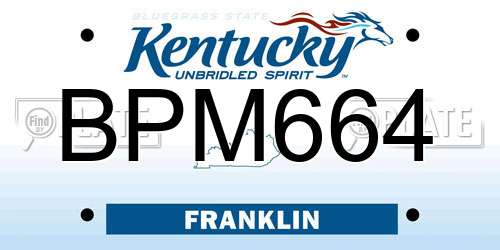 BPM664 Kentucky License Plate