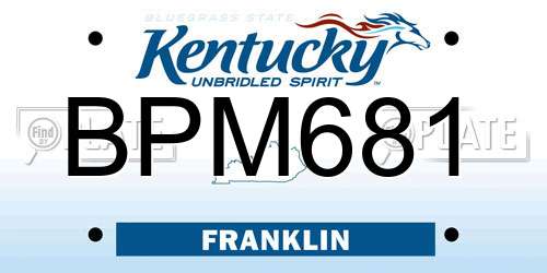 BPM681 Kentucky License Plate