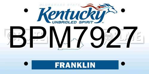 BPM7927 Kentucky License Plate