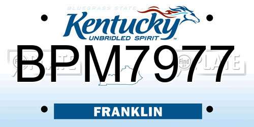 BPM7977 Kentucky License Plate