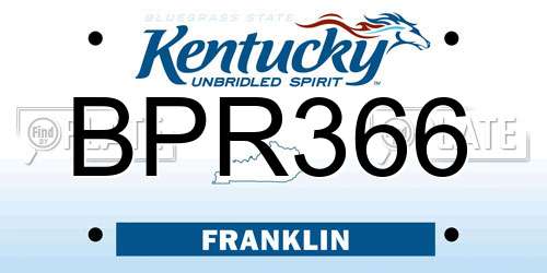 BPR366 Kentucky License Plate