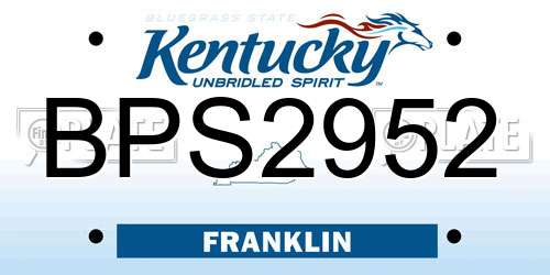 BPS2952 Kentucky License Plate