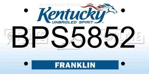 BPS5852 Kentucky License Plate