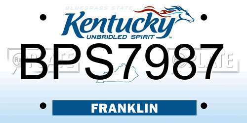 BPS7987 Kentucky License Plate