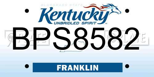 BPS8582 Kentucky License Plate