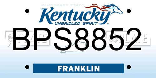 BPS8852 Kentucky License Plate