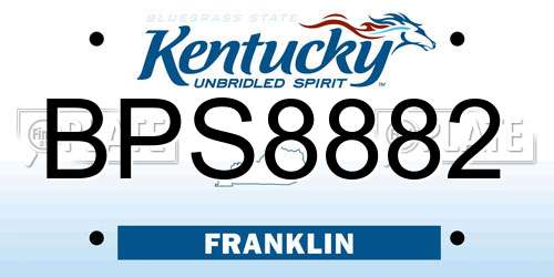 BPS8882 Kentucky License Plate