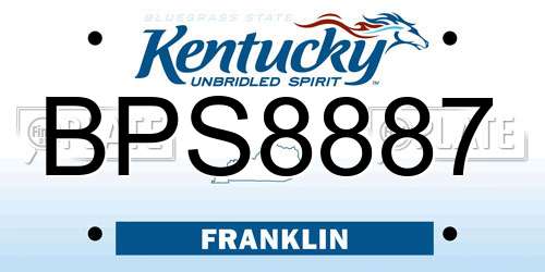 BPS8887 Kentucky License Plate