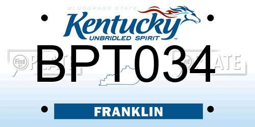 BPT034 Kentucky License Plate