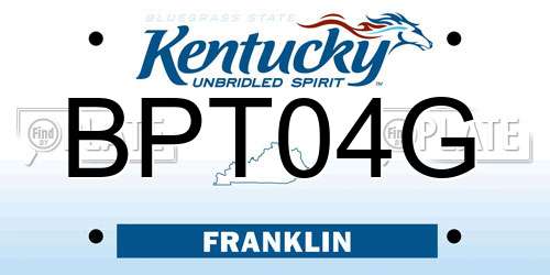 BPT04G Kentucky License Plate