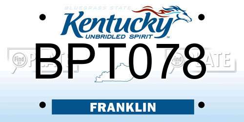 BPT078 Kentucky License Plate