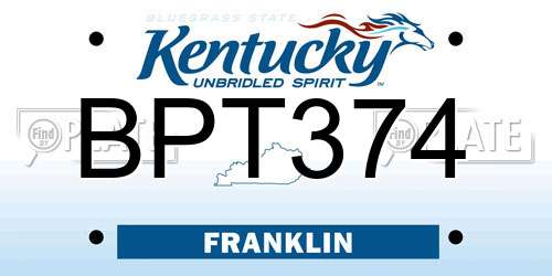 BPT374 Kentucky License Plate