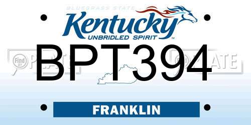 BPT394 Kentucky License Plate