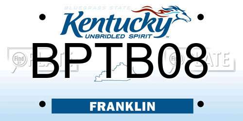 BPTB08 Kentucky License Plate