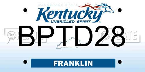 BPTD28 Kentucky License Plate