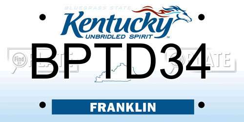 BPTD34 Kentucky License Plate