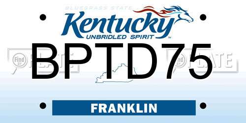 BPTD75 Kentucky License Plate