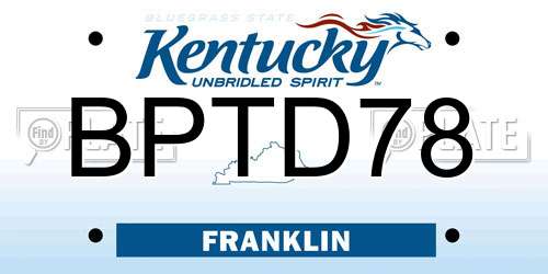 BPTD78 Kentucky License Plate