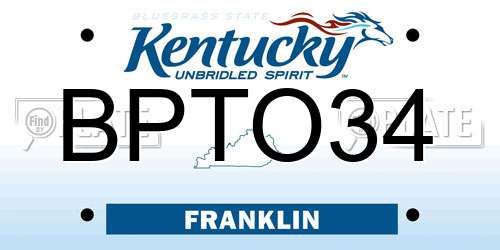 BPTO34 Kentucky License Plate