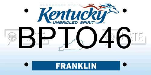 BPTO46 Kentucky License Plate