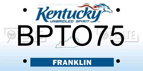 BPTO75 Kentucky License Plate