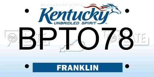 BPTO78 Kentucky License Plate