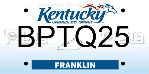 BPTQ25 Kentucky License Plate