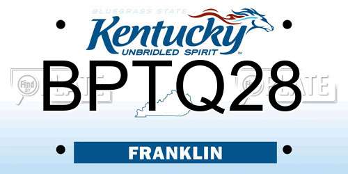 BPTQ28 Kentucky License Plate