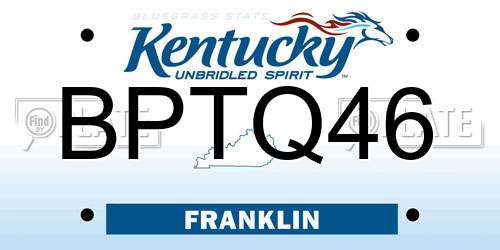 BPTQ46 Kentucky License Plate