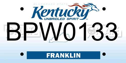BPW0133 Kentucky License Plate