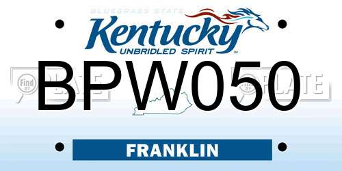 BPW050 Kentucky License Plate