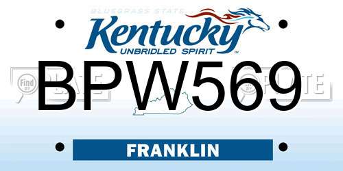 BPW569 Kentucky License Plate