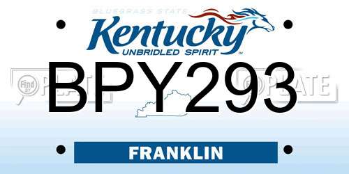 BPY293 Kentucky License Plate