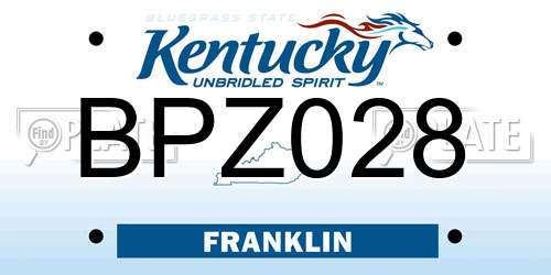 BPZ028 Kentucky License Plate