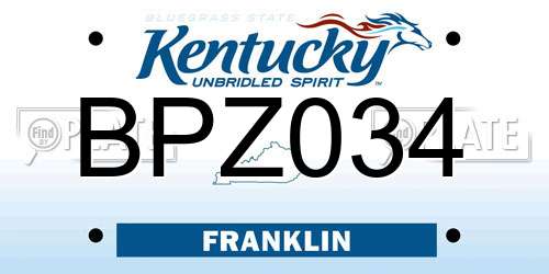 BPZ034 Kentucky License Plate