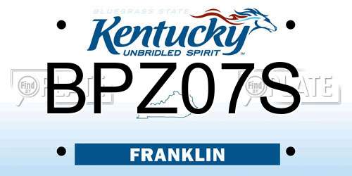 BPZ07S Kentucky License Plate