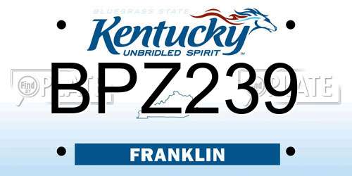 BPZ239 Kentucky License Plate
