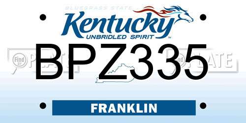 BPZ335 Kentucky License Plate