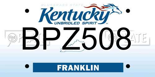 BPZ508 Kentucky License Plate