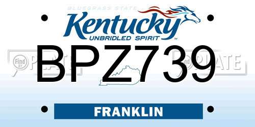 BPZ739 Kentucky License Plate