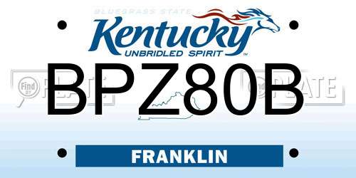 BPZ80B Kentucky License Plate