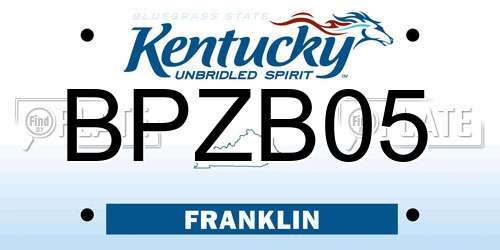 BPZB05 Kentucky License Plate