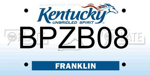 BPZB08 Kentucky License Plate