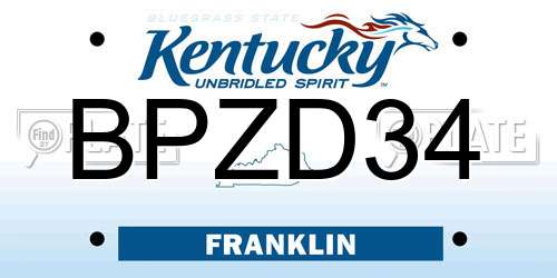 BPZD34 Kentucky License Plate
