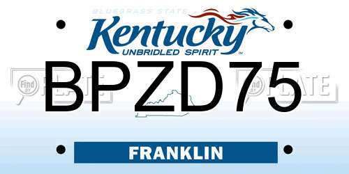 BPZD75 Kentucky License Plate