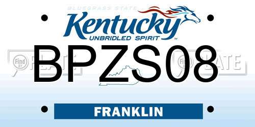 BPZS08 Kentucky License Plate