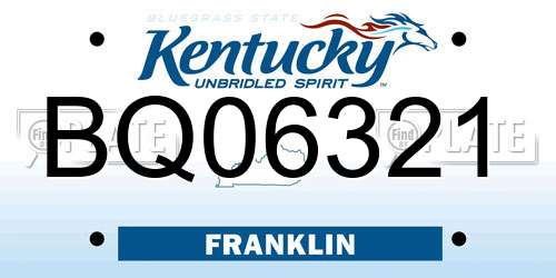 BQ06321 Kentucky License Plate