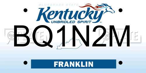 BQ1N2M Kentucky License Plate