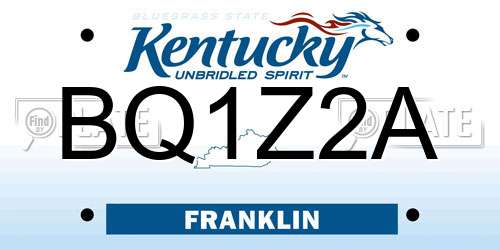 BQ1Z2A Kentucky License Plate