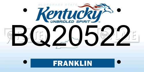 BQ20522 Kentucky License Plate